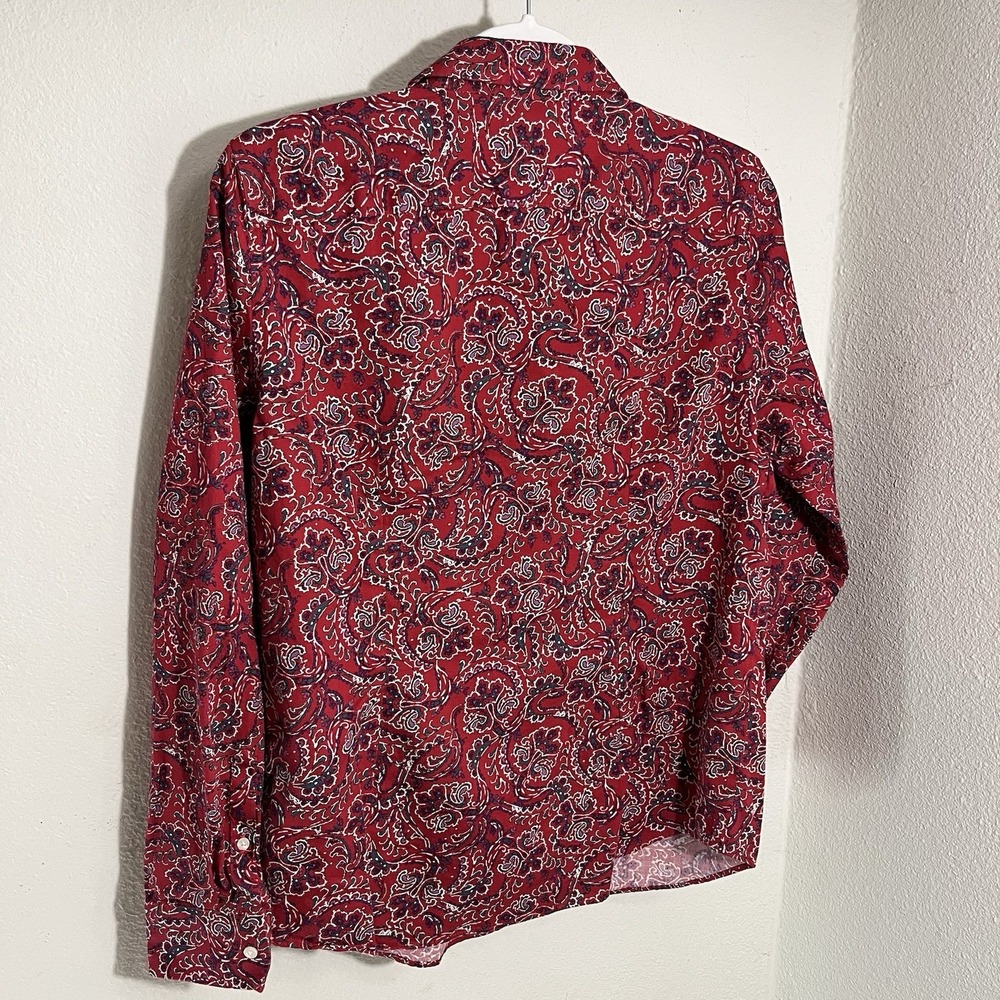 Chaps Button Up Shirt Womens Large Red Paisley No Iron Long Sleeve Blouse Top - Picture 2 of 10